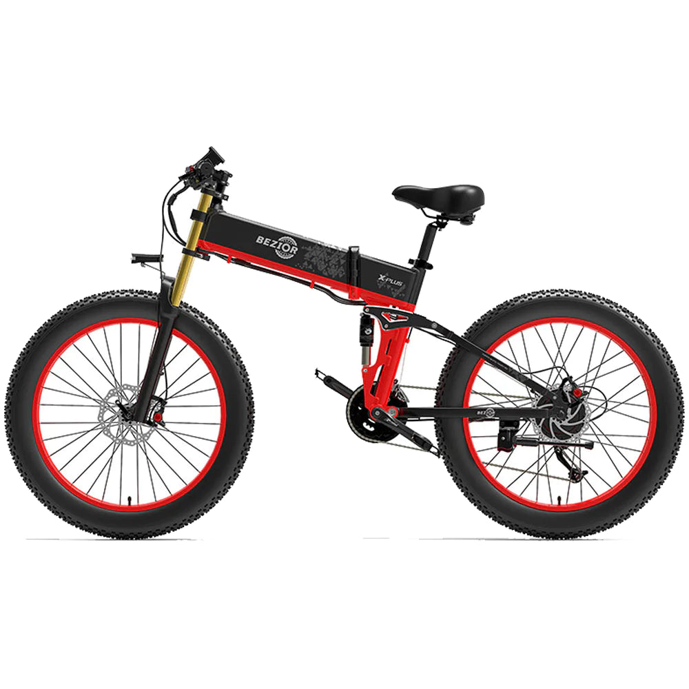 Bezior X Plus 1500W 26" Fat Bike Foldable E-Mountain Bike 17.5Ah 18.5 Mph 80 Miles - Buybestgear UK