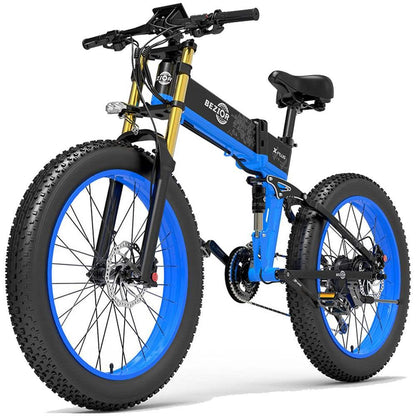 Bezior X Plus 1500W 26" Fat Bike Foldable E-Mountain Bike 17.5Ah 18.5 Mph 80 Miles - Buybestgear UK
