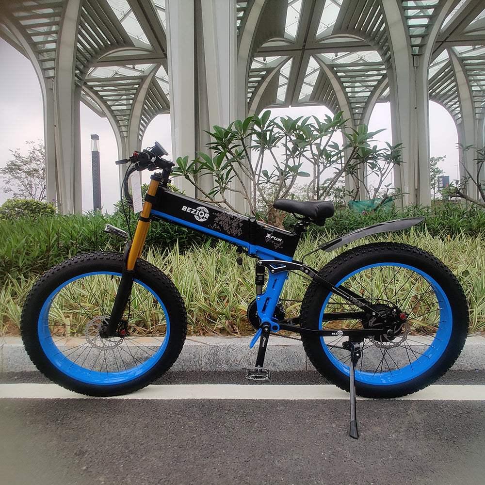 Bezior X Plus 1500W 26" Fat Bike Foldable E-Mountain Bike 17.5Ah 18.5 Mph 80 Miles - Buybestgear UK