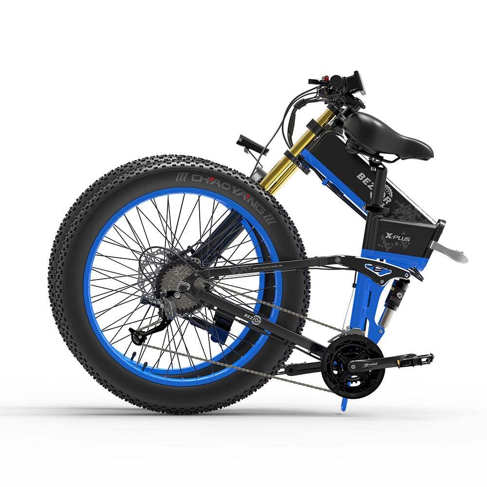 Bezior X Plus 1500W 26" Fat Bike Foldable E-Mountain Bike 17.5Ah 18.5 Mph 80 Miles - Buybestgear UK