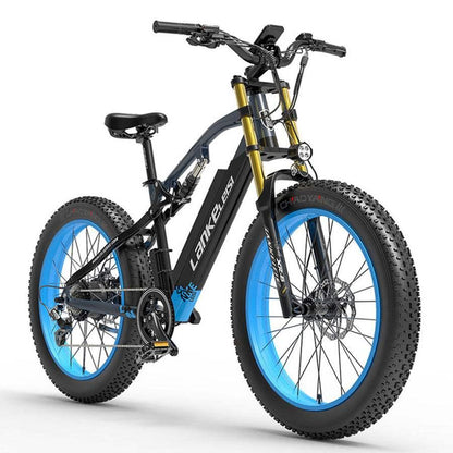 Lankeleisi RV700 1000W 26" Fat Bike Dual Crown Fork E-Mountain Bike 16Ah 18.5 Mph 80 Miles - Buybestgear UK