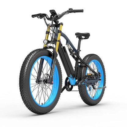 Lankeleisi RV700 1000W 26" Fat Bike Dual Crown Fork E-Mountain Bike 16Ah 18.5 Mph 80 Miles - Buybestgear UK