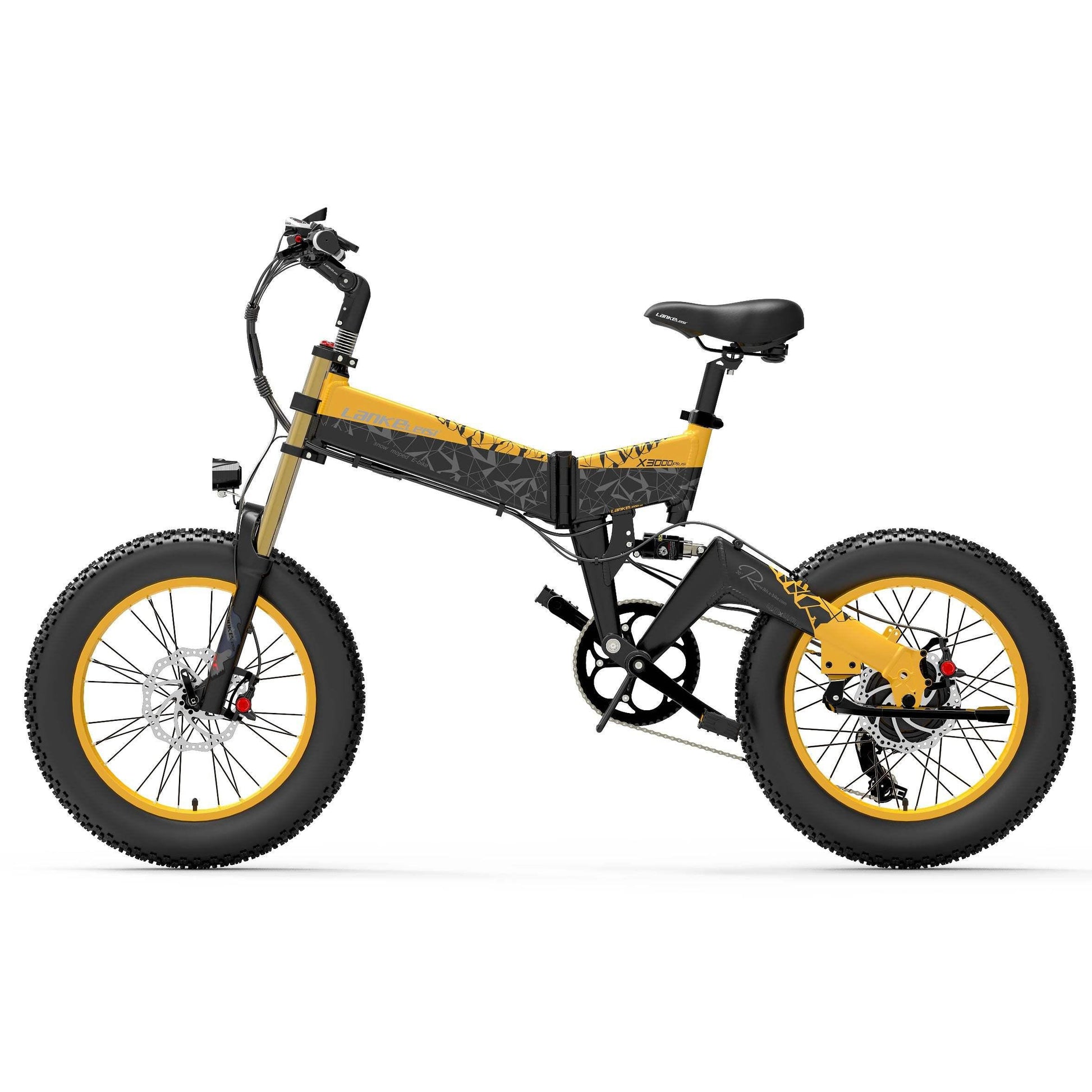 Lankeleisi X3000 Plus 1000W 20" Fat Bike Dual Crown Fork Foldable E-Mountain Bike 17.5Ah 25 Mph 80 Miles - Buybestgear UK